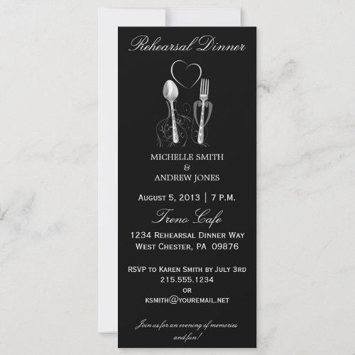 Spoon &amp; Fork Wedding Rehearsal Dinner Invitations