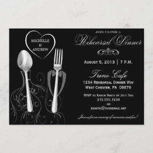 Spoon & Fork Wedding Rehearsal Dinner Invitations