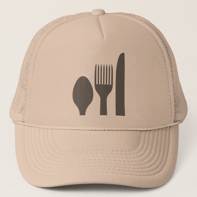 Spoon Knife Fork Graphic Trucker Hat (Front)