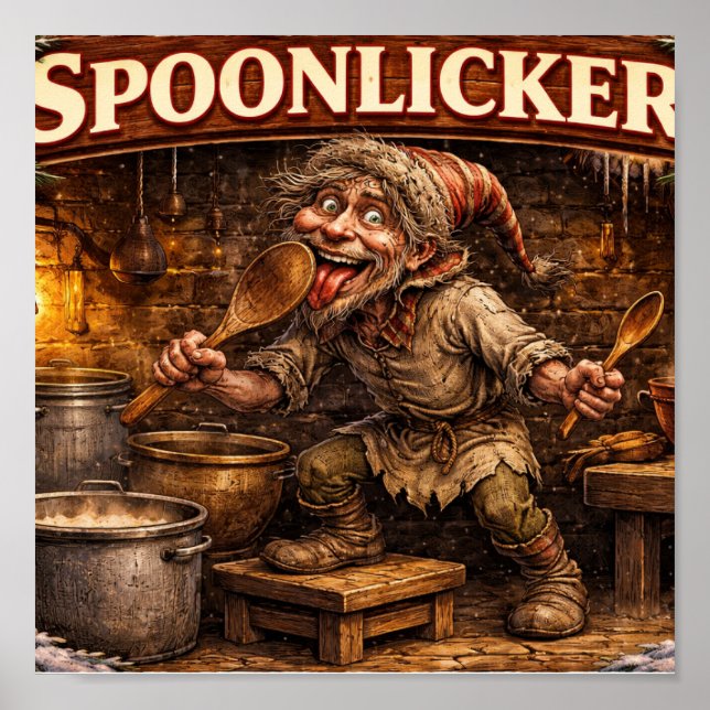 Spoon Licker Icelandic Yule Lad postcard  Poster (Front)