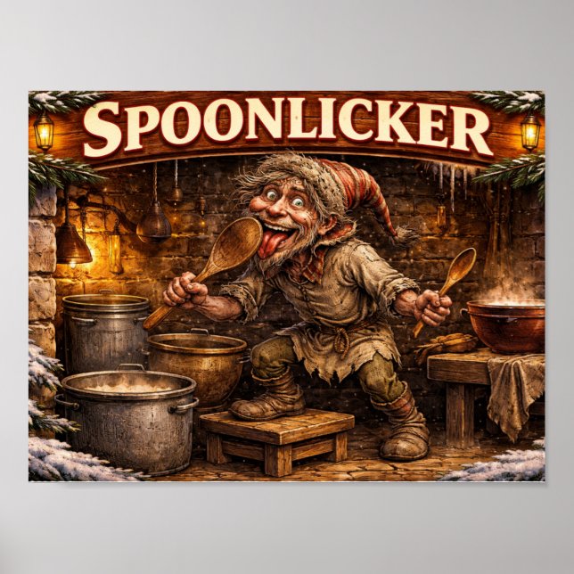 Spoon Licker Icelandic Yule Lad postcard  Poster (Front)