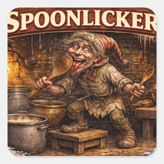 Spoon Licker Icelandic Yule Lad postcard  Square Sticker (Front)