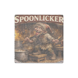 Spoon Licker Icelandic Yule Lad postcard  Stone Magnet
