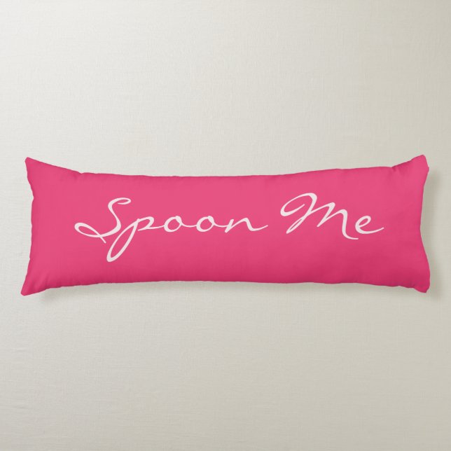 "Spoon Me" custom name & color body pillow (Front)