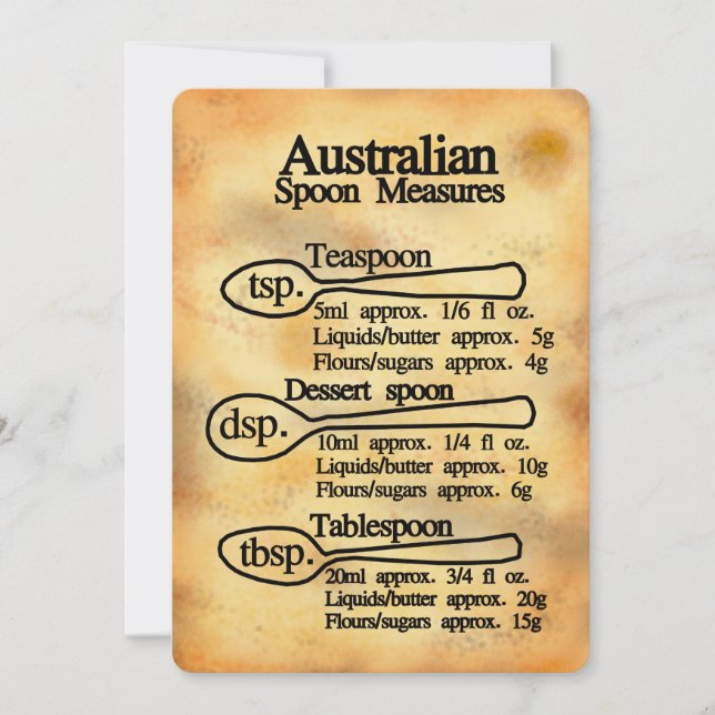 Spoon measures conversion Australia Flat Card (Front)