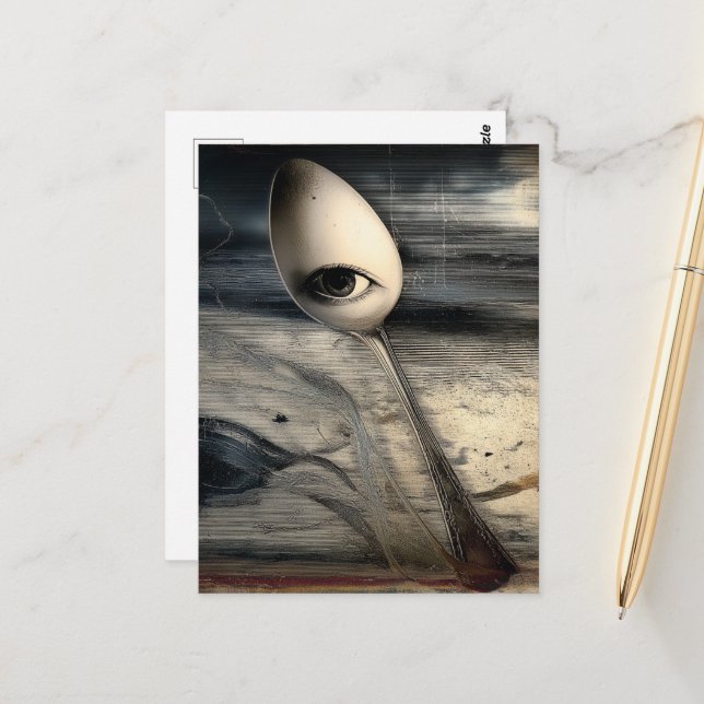 Spoon With An Eye Postcard (Front/Back In Situ)