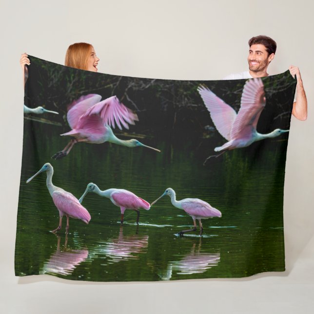 SPOONBILL CRANE FLEECE BLANKET (In Situ)
