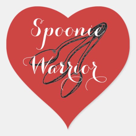 Spoonie Warrior - Bright Red Heart Sticker