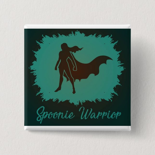 Spoonie Warrior (with background) Button (Front)