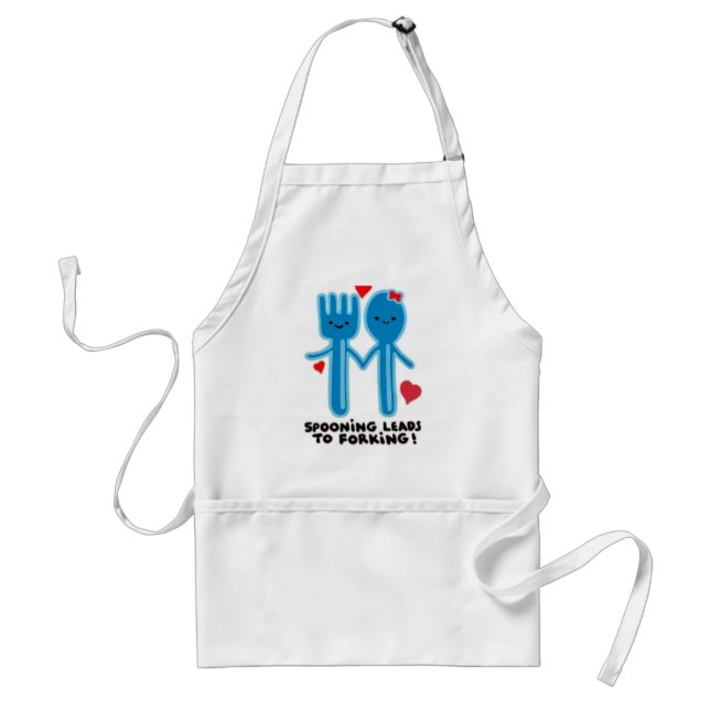 SPOONING LEADS TO FORKING ADULT APRON (Front)
