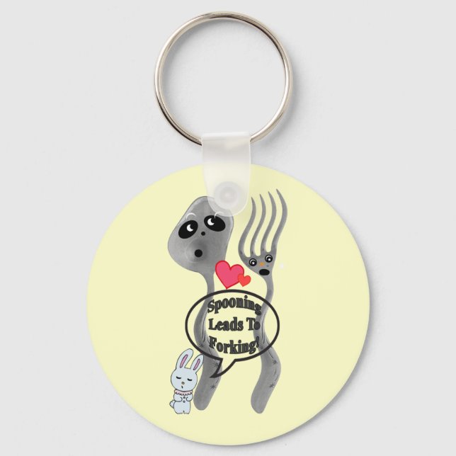 Spooning Leads to Forking Keychain (Front)