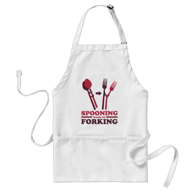 Spooning Leads to Forking Love Romance Adult Apron (Front)