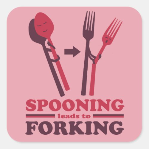 Spooning Leads to Forking Love Romance Square Sticker