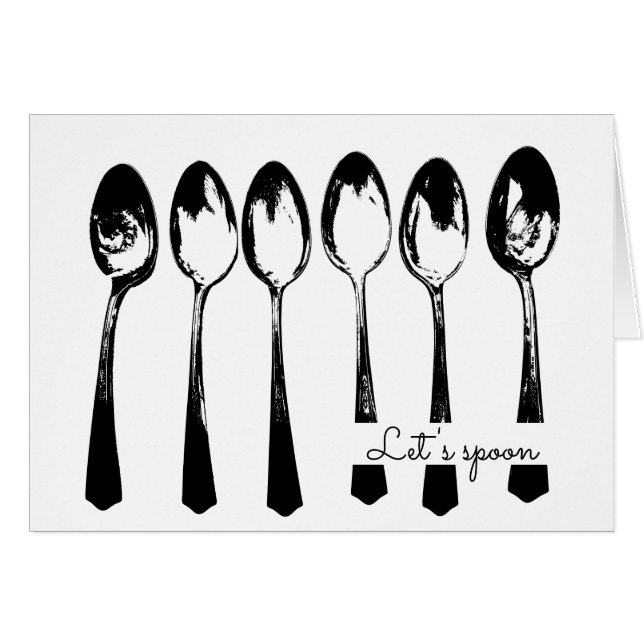 Spoons, Let's Spoon Cuddling Spooning Humor Cards (Front Horizontal)