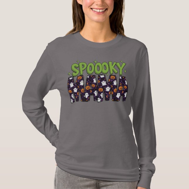 "SPOOOKY" Ghost Halloween Women's Long Sleeve Tee (Front)