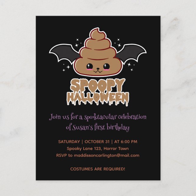 Spoopy Halloween Kawaii Birthday  Postcard (Front)