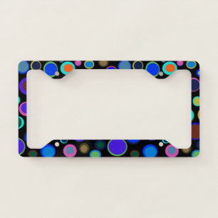 Sporadic Outlined Rainbow Polka Dots Dark License Plate Frame