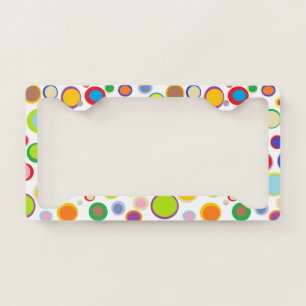 Sporadic Outlined Rainbow Polka Dots License Plate Frame