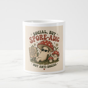 Spore-Adic Mood – Cute Chill Mushroom Retro Design Giant Coffee Mug