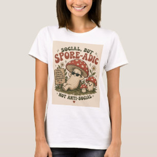 Spore-Adic Mood – Cute Chill Mushroom Retro Design T-Shirt