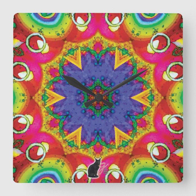 Spores Kaleidoscope Square Wall Clock (Front)