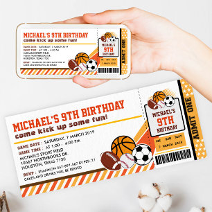 Sport All Star Ticket Pass Birthday Invitation
