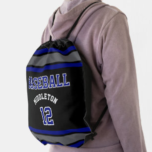 Sport Ball Create Your Own - Blue, Black, Gray Bac Drawstring Bag