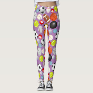 Sport Balls Pattern LPurple BG Leggings
