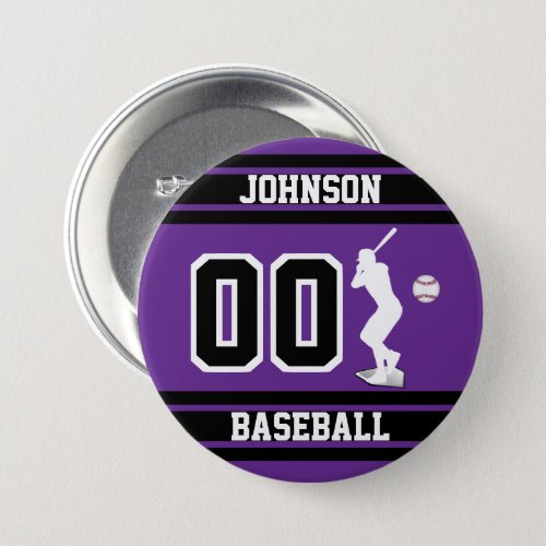 Sport Baseball _ Batter _ Purple _ Personailize Bu Button