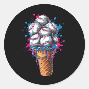 Sport Baseball Drip Ice Cream Colorful Baseball Dr Classic Round Sticker
