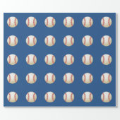 Sport Baseball Theme Navy Blue Wrapping Paper (Flat)