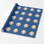 Sport Baseball Theme Navy Blue Wrapping Paper (Unrolled)