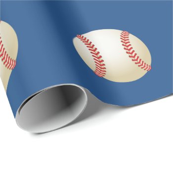 Sport Baseball Theme Navy Blue Wrapping Paper by PencilPlus at Zazzle