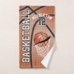 Sport 🏀 Basketball | DIY Text Hand Towel<br><div class="desc">🥇AN ORIGINAL COPYRIGHT ART DESIGN by Donna Siegrist ONLY AVAILABLE ON ZAZZLE! Bath Hand Towel. Sport Basketball ready for you to personalize. Need another color(s) or the whole bath towel set? Just contact me through my store or my direct email is below. The perfect gift for a basketball player. Note:...</div>