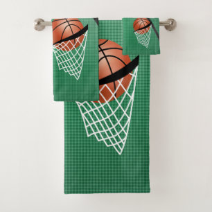 Sport 🏀 Basketball - Green / Customize Bath Towel Set