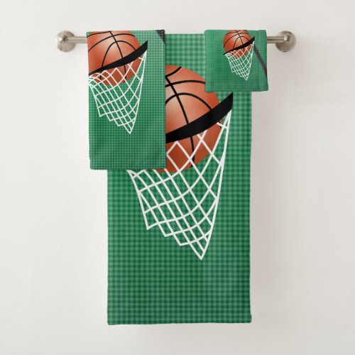 Sport  Basketball _ Green  Customize Bath Towel Set