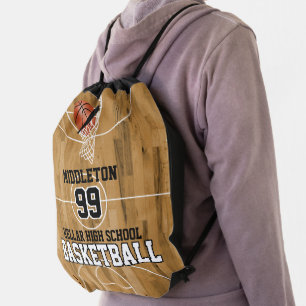 Sport 🏀 Basketball on Court Drawstring Bag