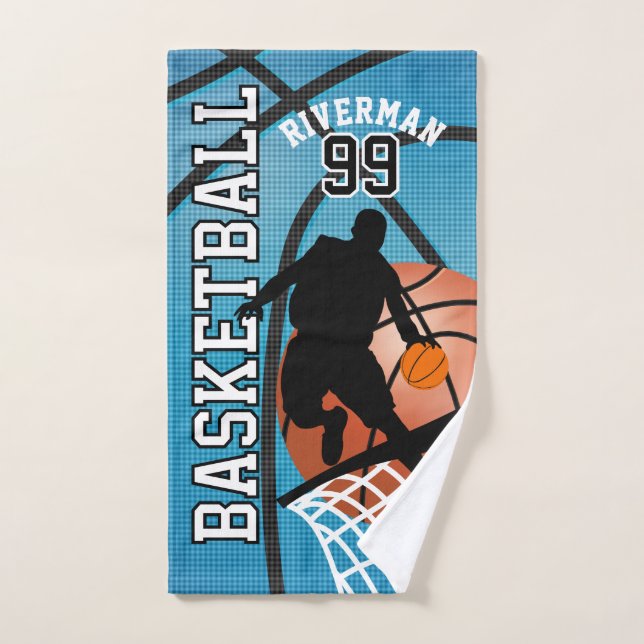 Sport 🏀 Basketball Player on Baby Blue  Hand Towel (Hand Towel)