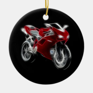 Yamaha Black Red Motorcycle Bike Custom Christmas Tree Ornament Adorno 