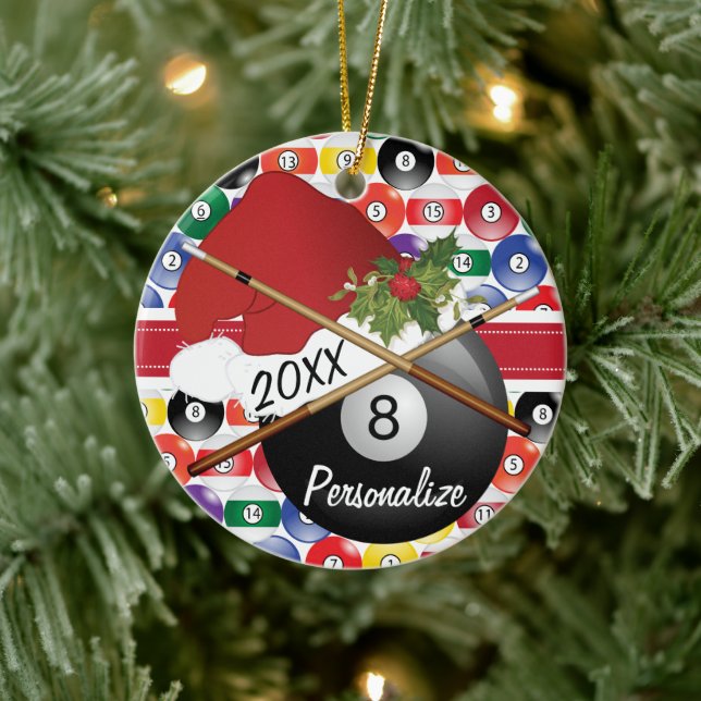 Sport Billiards Pool Player - Christmas Ceramic Ornament (Tree)