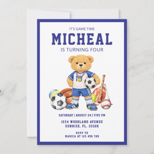 Sport Birthday Any Age Boy Birthday Party Invitation