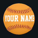 Sport Birthday gift idea custom name text orange Baseball<br><div class="desc">Create your unique sport Birthday gift eyecatching gender neutral orange custom name text Baseball adding your own personalized name, year, slogan, message or any text. Customizable cute baseball gift game for boy, girl, girlfriend, boyfriend, dad, grandpa, cheerleaders, teen, teenager, baby boy, players, teammates, fans. Choose your favourite team and use...</div>