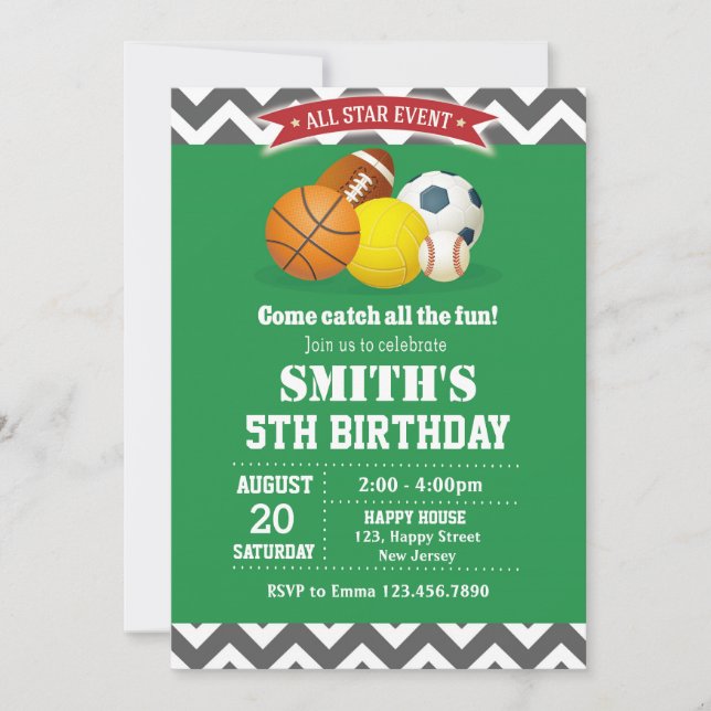 Sport Birthday Invitation (Front)