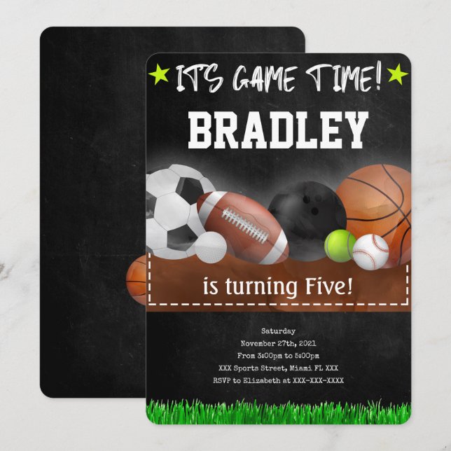 Sport Birthday Invitations (Front/Back)
