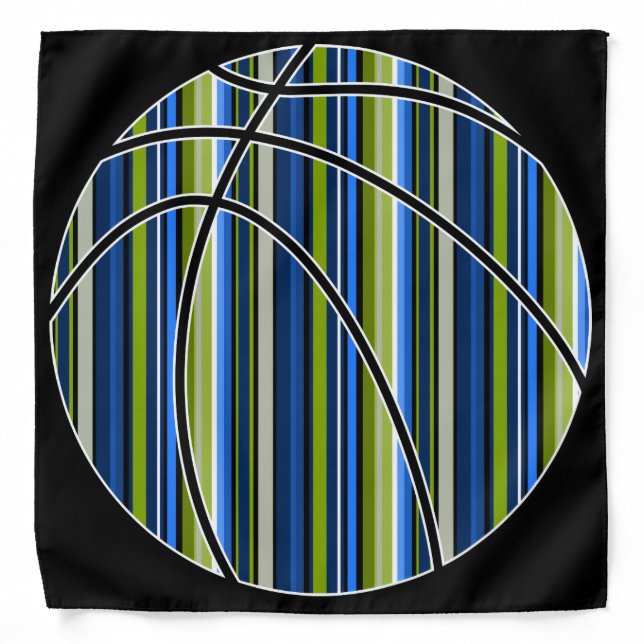 Sport blue green stripe basketball bandana (Front)