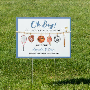 Sport Boy Ball All Star Baby Shower Welcome Yard Sign