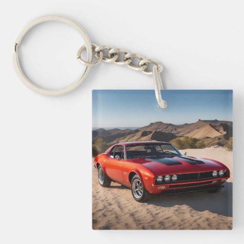 sport car in desert keychain