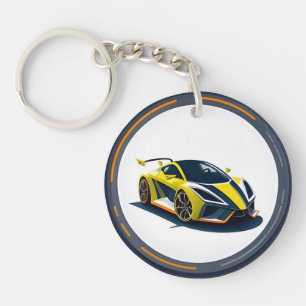 Sport Car Logo in Modern Circular Style Keychain