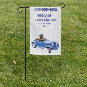 Sport Car Maintenance Shop Garden Flag