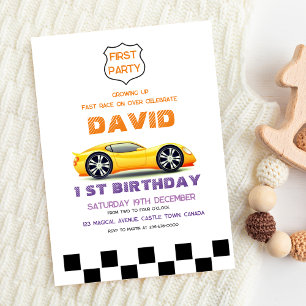 Sport Car   Toys Cars 1st Boy Birthday Invitation